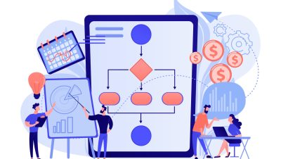 Business process management concept vector illustration.